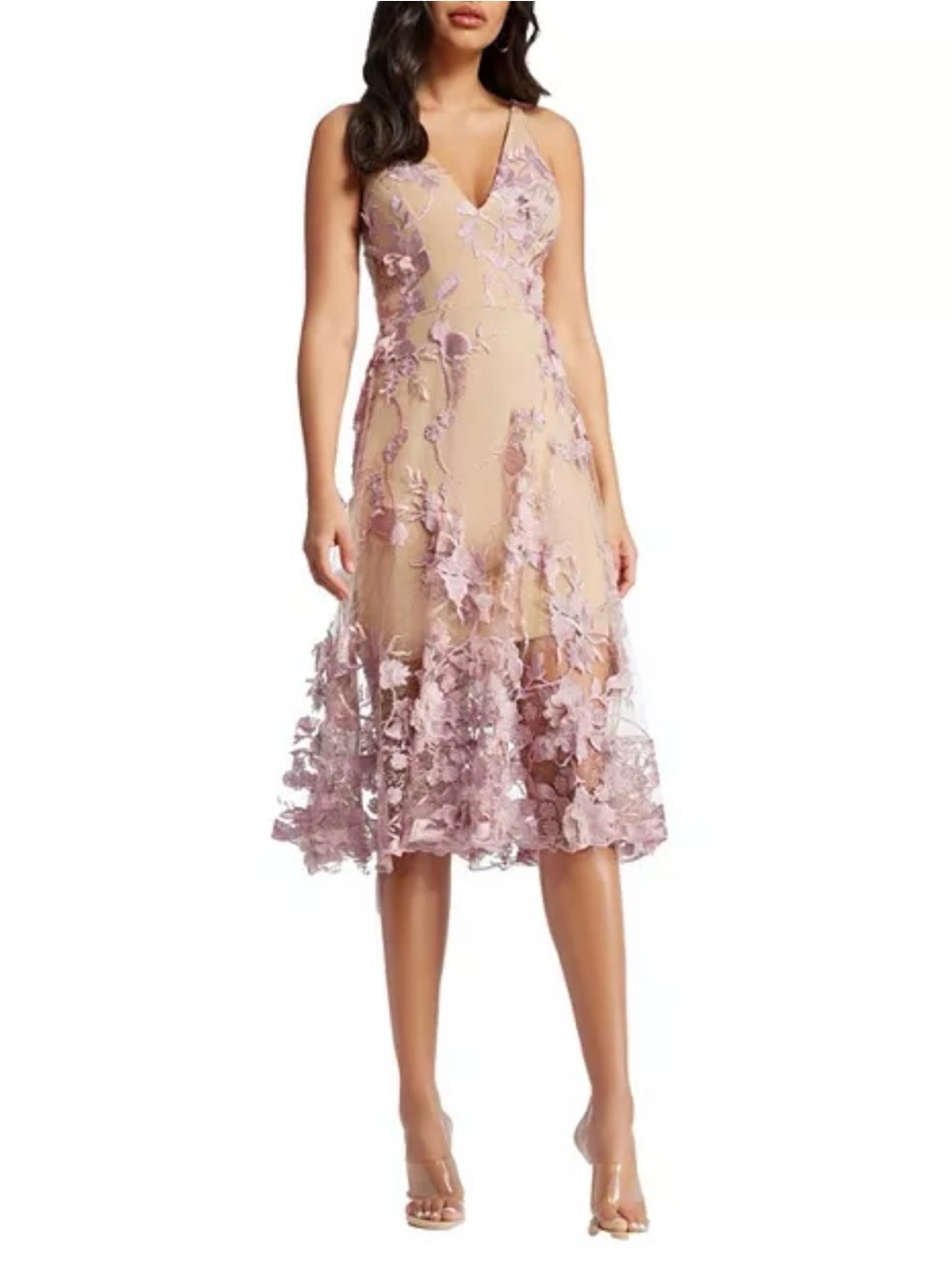 Dress The Population Women's Audrey 3D Floral Dress